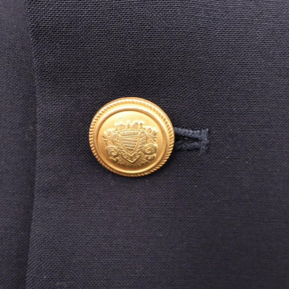 Jos A Bank Mens Blazer Mens 46L‎ Long Navy Black Wool Gold Buttons Two Button